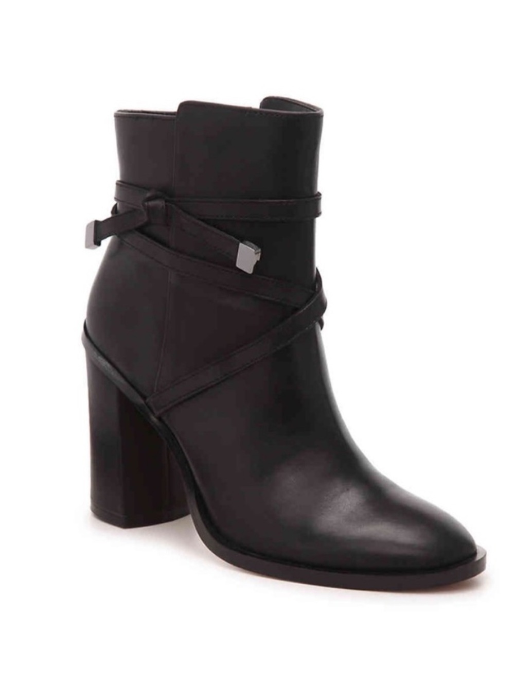 Vince Camuto Gurleen 2 Black Leather Multi Strap Block Heel Ankle Boots 8.5 M 39